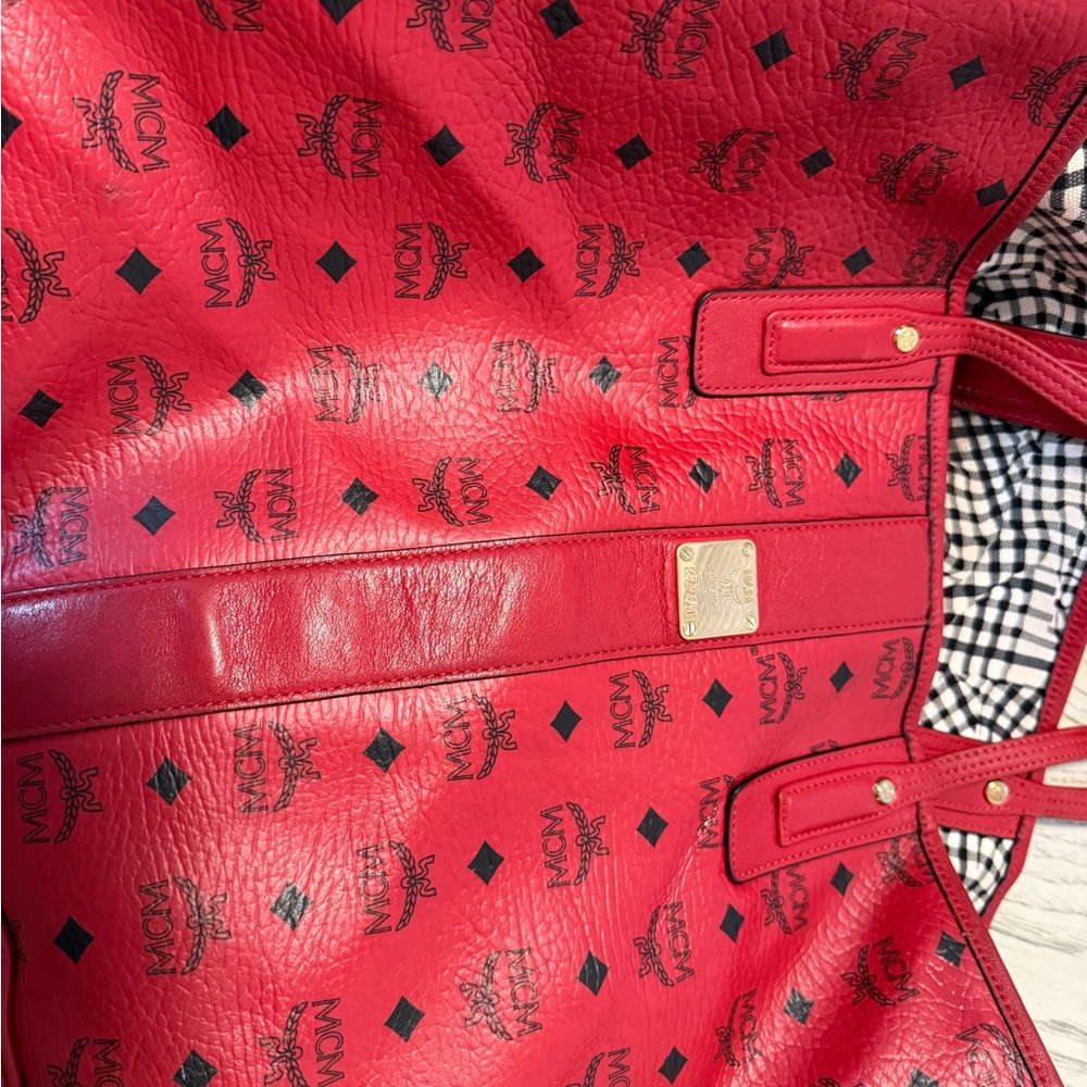 MCM Scarlet Red Logo Tote